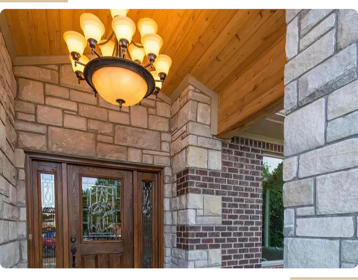 Brick and stone house entrance design